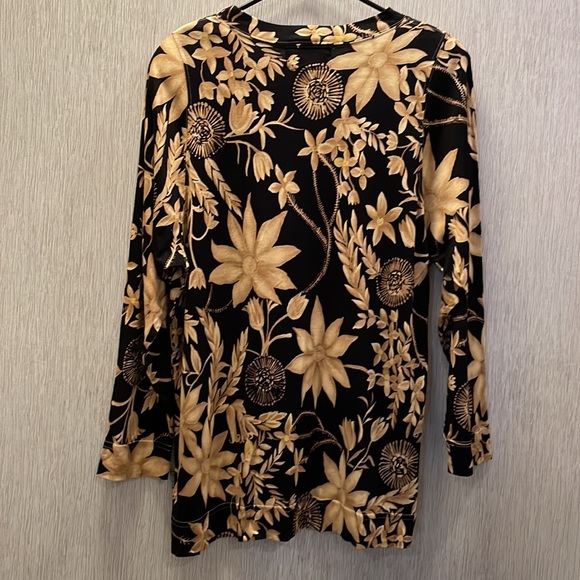 Gene Ewing BIS Long Sleeve Rayon Floral Top P51 - Picture 2 of 5
